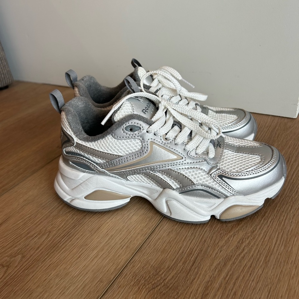 Reebok Women's Charge Silver and White Sneakers